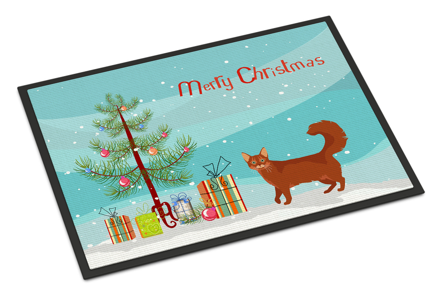 Caroline's Treasures Somali Cat Merry Christmas Doormat - 24x36 Decorative Floor Mat – Indoor/Outdoor Rug with Artistic Flair CK4722JMAT