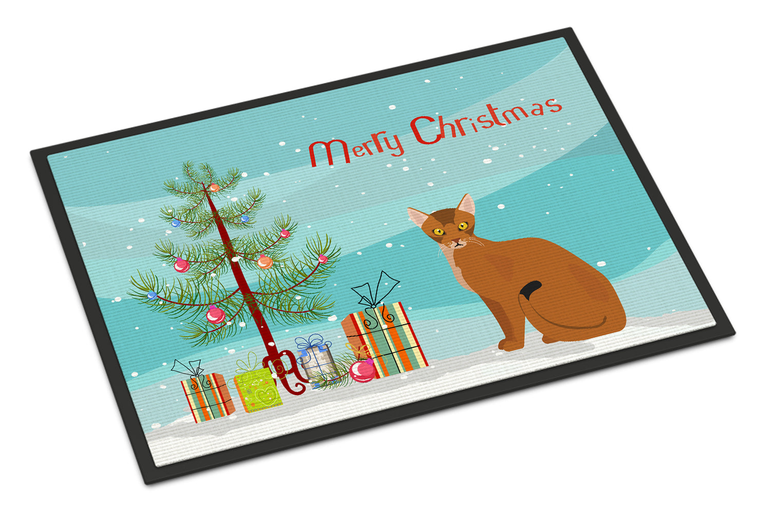Caroline's Treasures Abyssinian Cat Merry Christmas Doormat - 24x36 Decorative Floor Mat – Indoor/Outdoor Rug with Artistic Flair CK4739JMAT