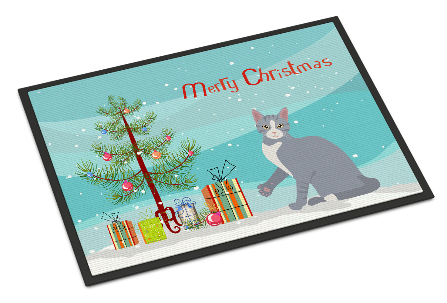 Caroline's Treasures American Polydactyl #2 Cat Merry Christmas Doormat - 24x36 Decorative Floor Mat – Indoor/Outdoor Rug with Artistic Flair CK4743JMAT