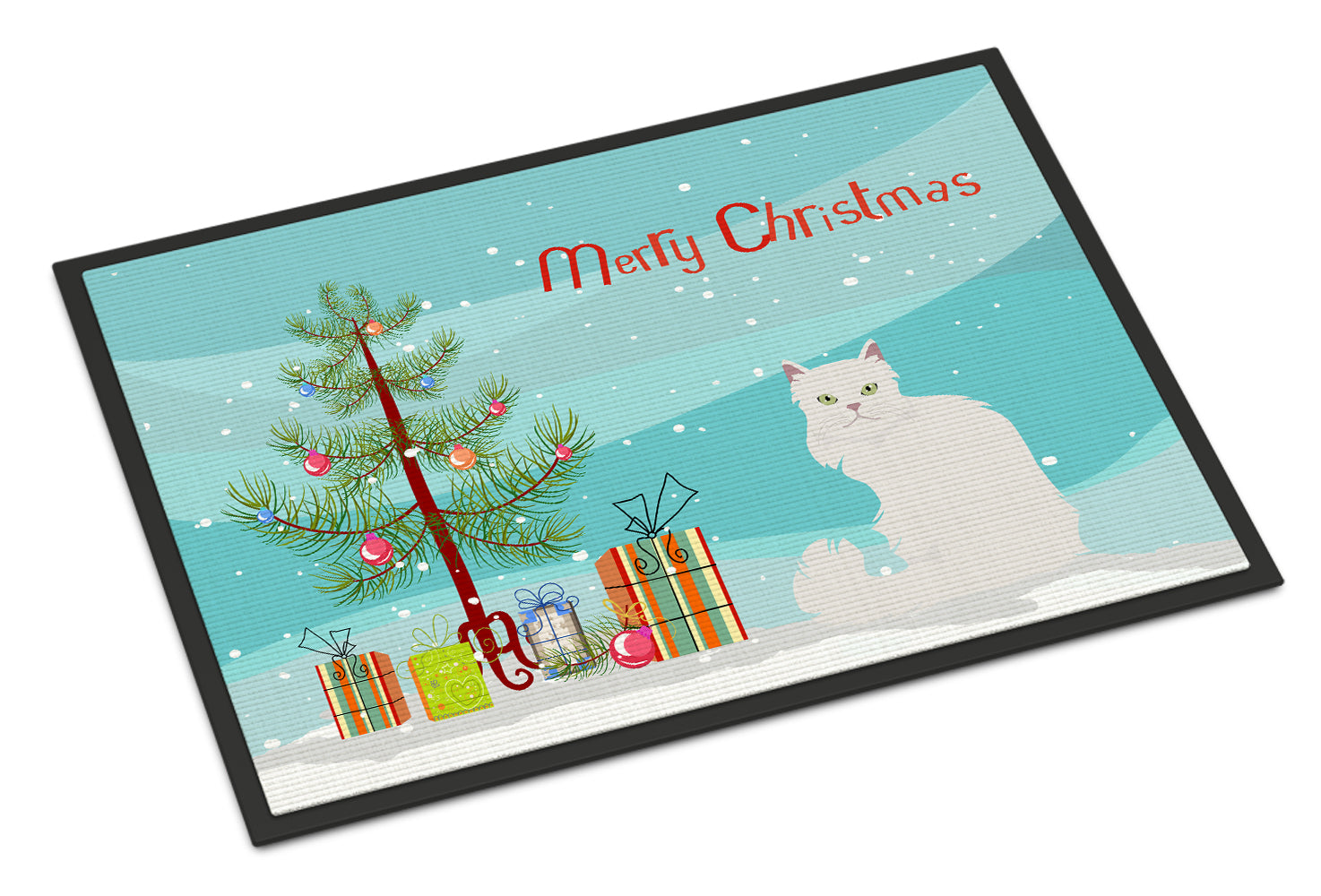 Caroline's Treasures Asian Semi Longhaired Cat Merry Christmas Doormat - 24x36 Decorative Floor Mat – Indoor/Outdoor Rug with Artistic Flair CK4746JMAT