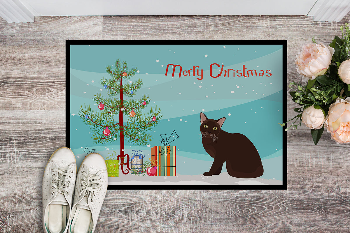 Caroline's Treasures Burmese #1 Cat Merry Christmas Doormat - 24x36 Decorative Floor Mat – Indoor/Outdoor Rug with Artistic Flair CK4753JMAT