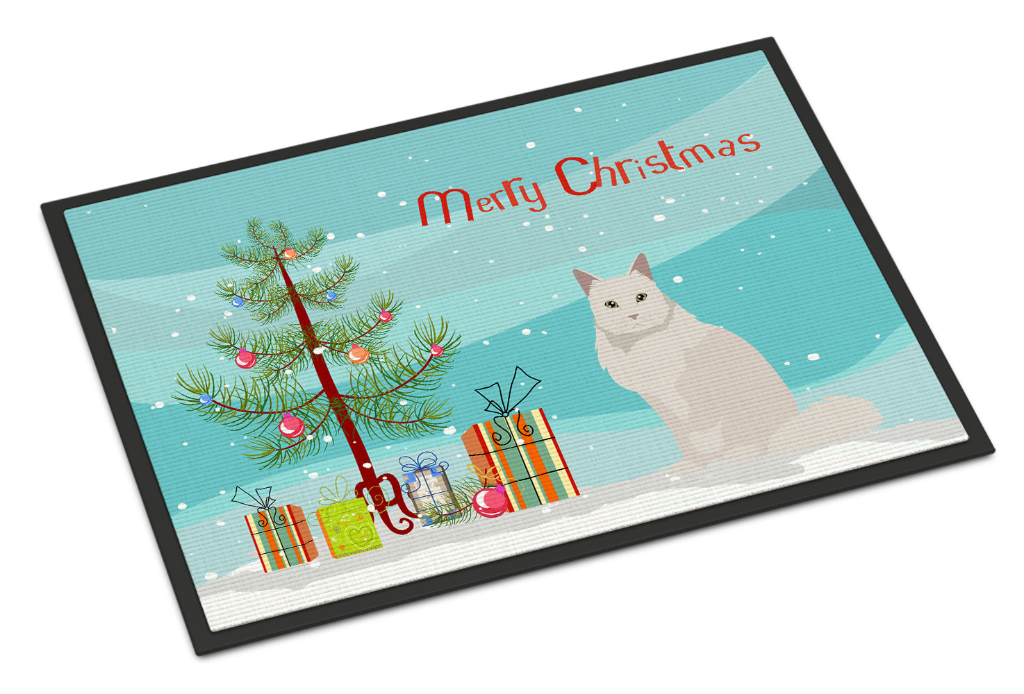 Caroline's Treasures Chantilly Tiffany Cat Merry Christmas Doormat - 24x36 Decorative Floor Mat – Indoor/Outdoor Rug with Artistic Flair CK4757JMAT