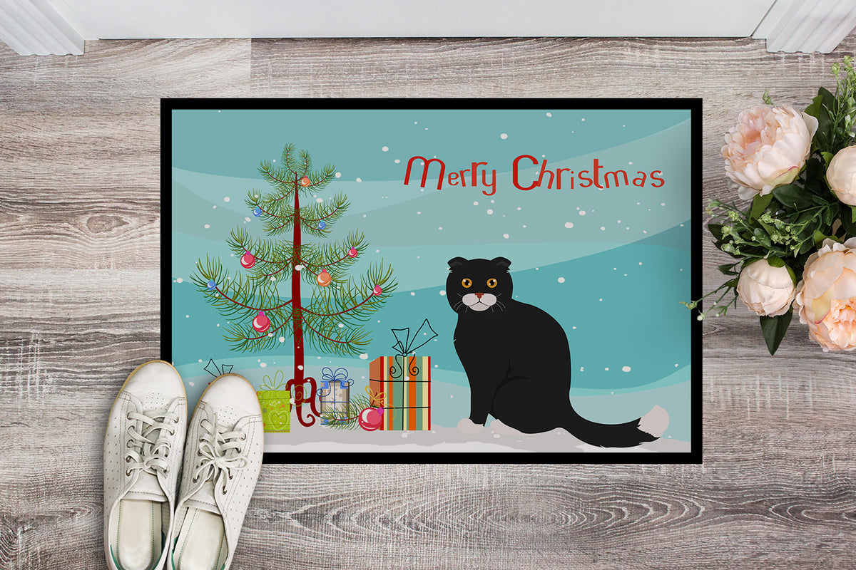 Caroline's Treasures Foldex Exotic Fold #2 Cat Merry Christmas Doormat - 24x36 Decorative Floor Mat – Indoor/Outdoor Rug with Artistic Flair CK4769JMAT