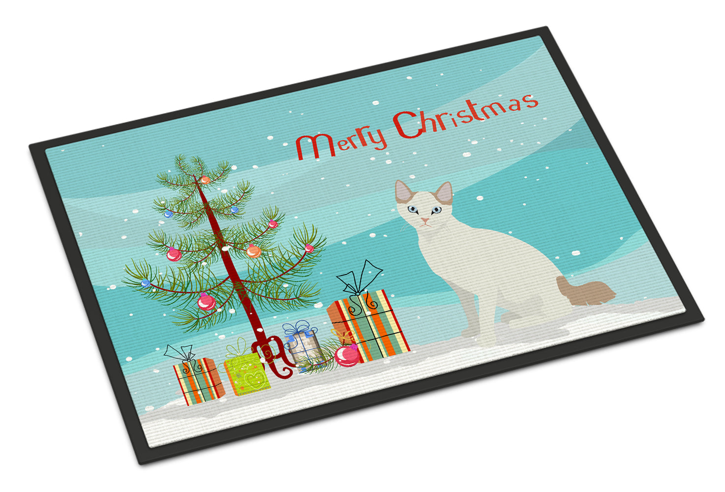 Caroline's Treasures Korean Bobtail Cat Merry Christmas Doormat - 24x36 Decorative Floor Mat – Indoor/Outdoor Rug with Artistic Flair CK4774JMAT