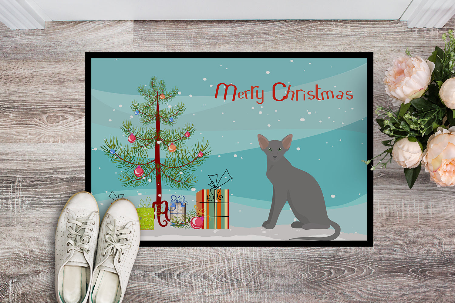 Caroline's Treasures Oriental Shorthair Cat Merry Christmas Doormat - 24x36 Decorative Floor Mat – Indoor/Outdoor Rug with Artistic Flair CK4783JMAT