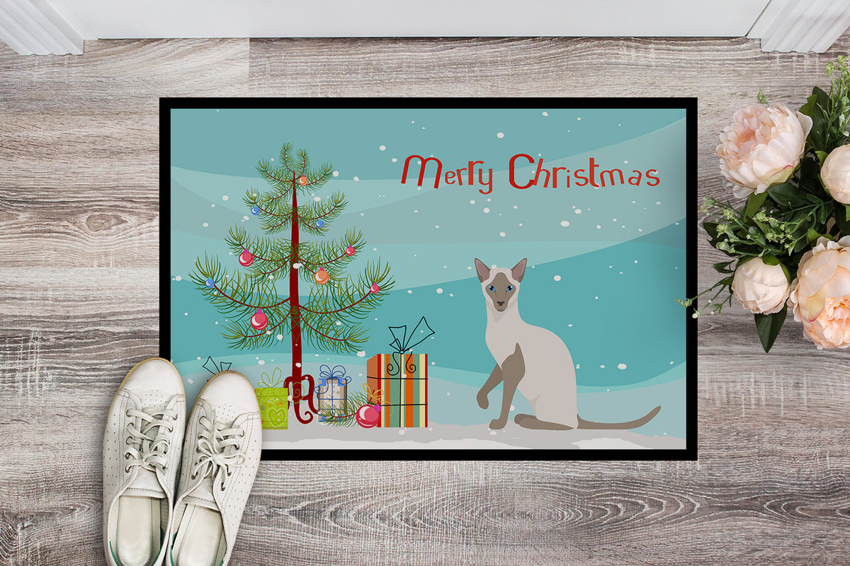 Caroline's Treasures Siamese Modern Cat Merry Christmas Doormat - 24x36 Decorative Floor Mat – Indoor/Outdoor Rug with Artistic Flair CK4792JMAT