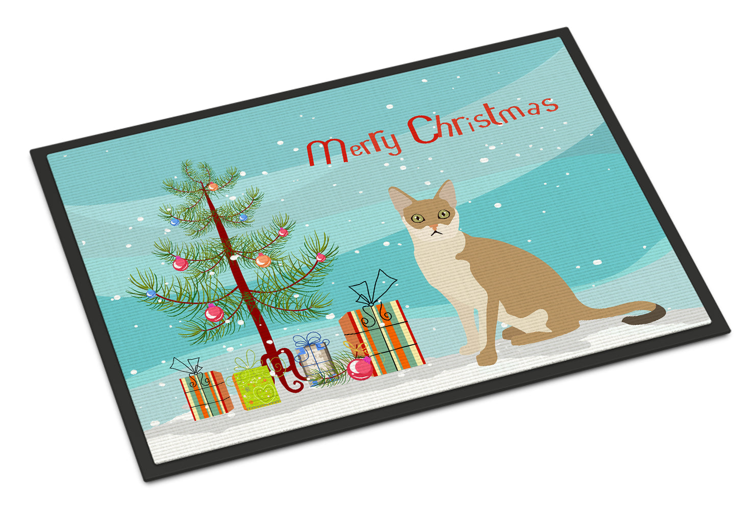 Caroline's Treasures Singapura #1 Cat Merry Christmas Doormat - 24x36 Decorative Floor Mat – Indoor/Outdoor Rug with Artistic Flair CK4795JMAT