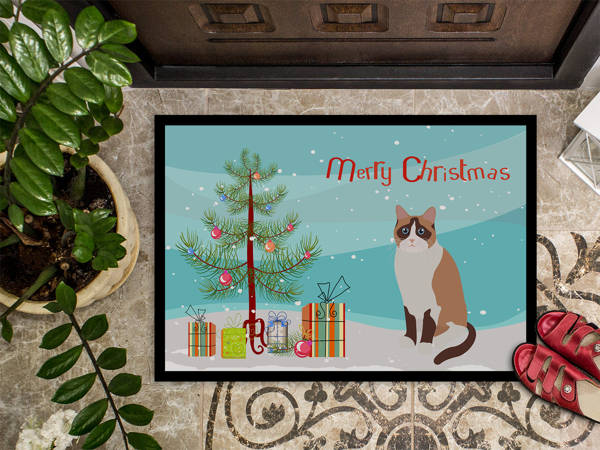 Caroline's Treasures Snowshoe #1 Cat Merry Christmas Doormat - 24x36 Decorative Floor Mat – Indoor/Outdoor Rug with Artistic Flair CK4797JMAT
