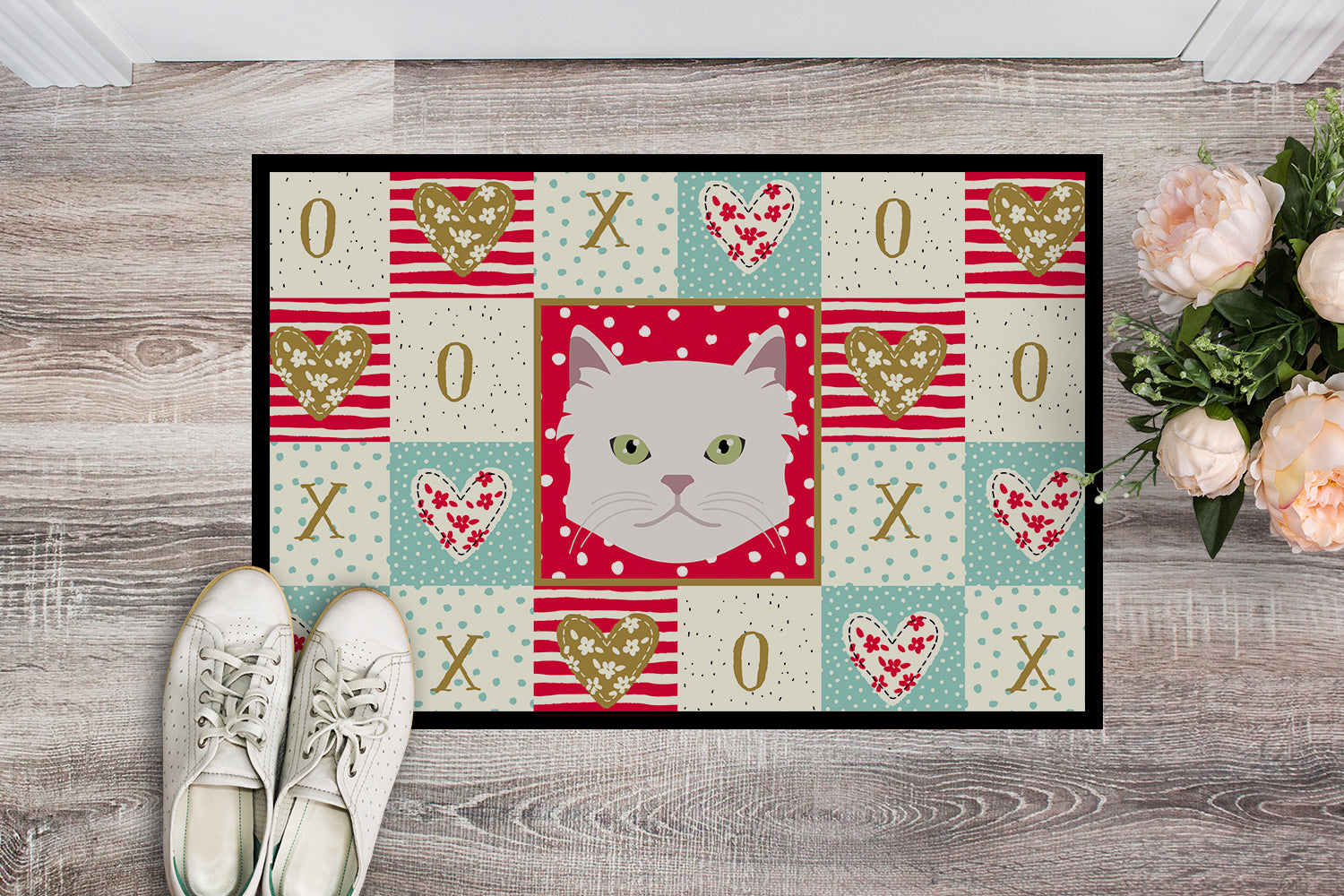 Caroline's Treasures Asian Semi Longhaired Cat Love Doormat - 24x36 Decorative Floor Mat – Indoor/Outdoor Rug with Artistic Flair CK5085JMAT
