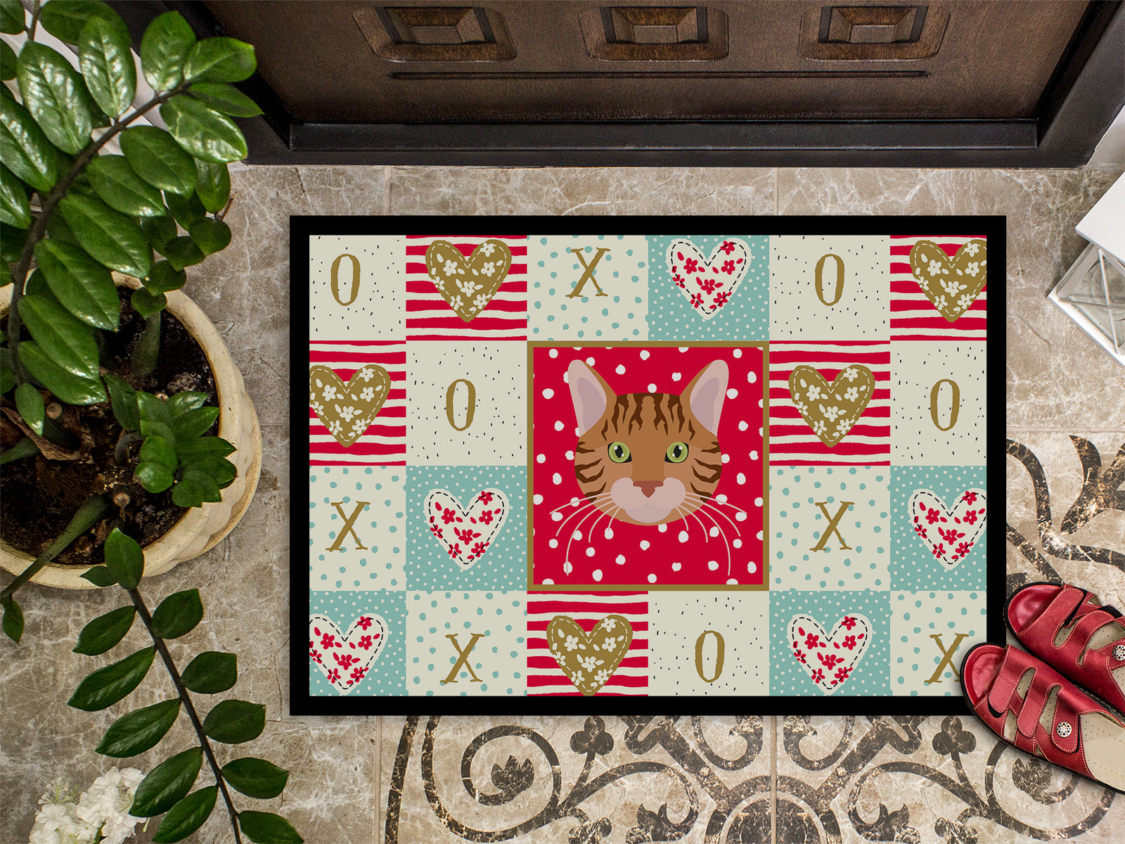Caroline's Treasures Bengal Cat Love Doormat - 24x36 Decorative Floor Mat – Indoor/Outdoor Rug with Artistic Flair CK5089JMAT
