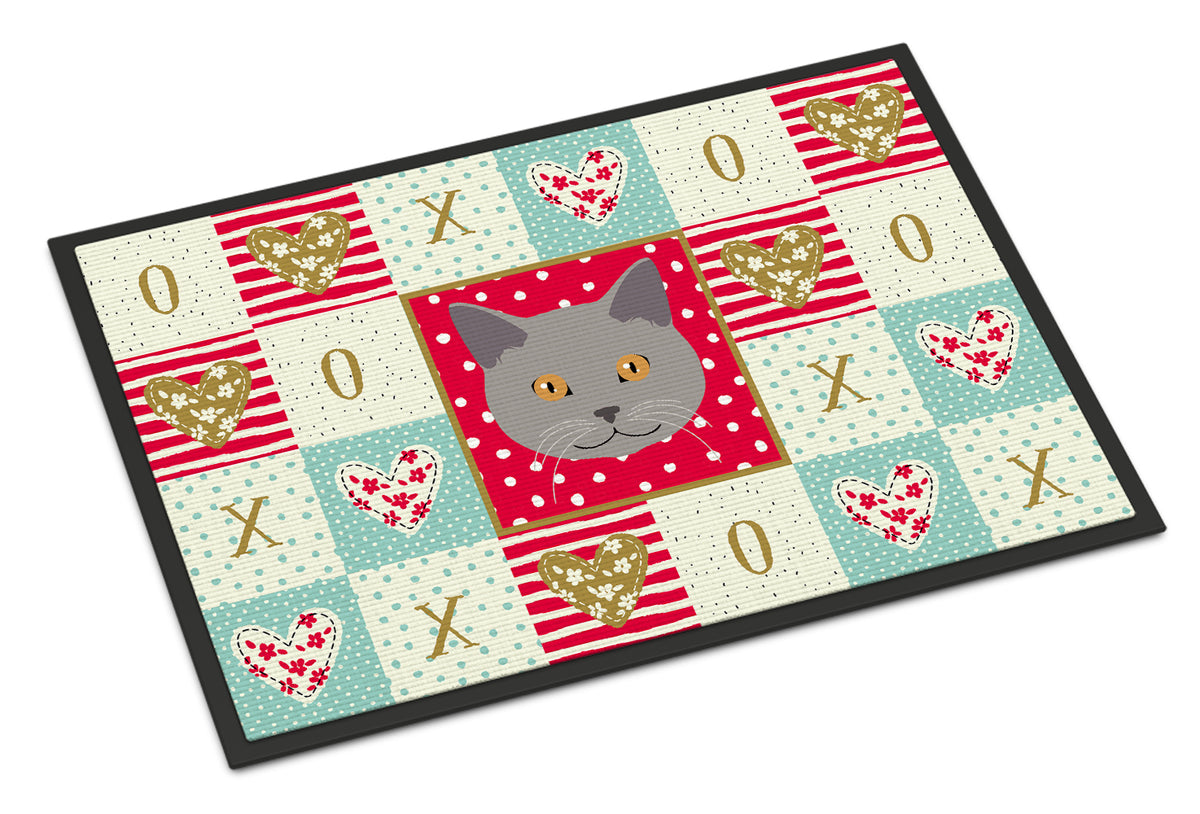 Caroline's Treasures Chartreux Cat Love Doormat - 24x36 Decorative Floor Mat – Indoor/Outdoor Rug with Artistic Flair CK5100JMAT
