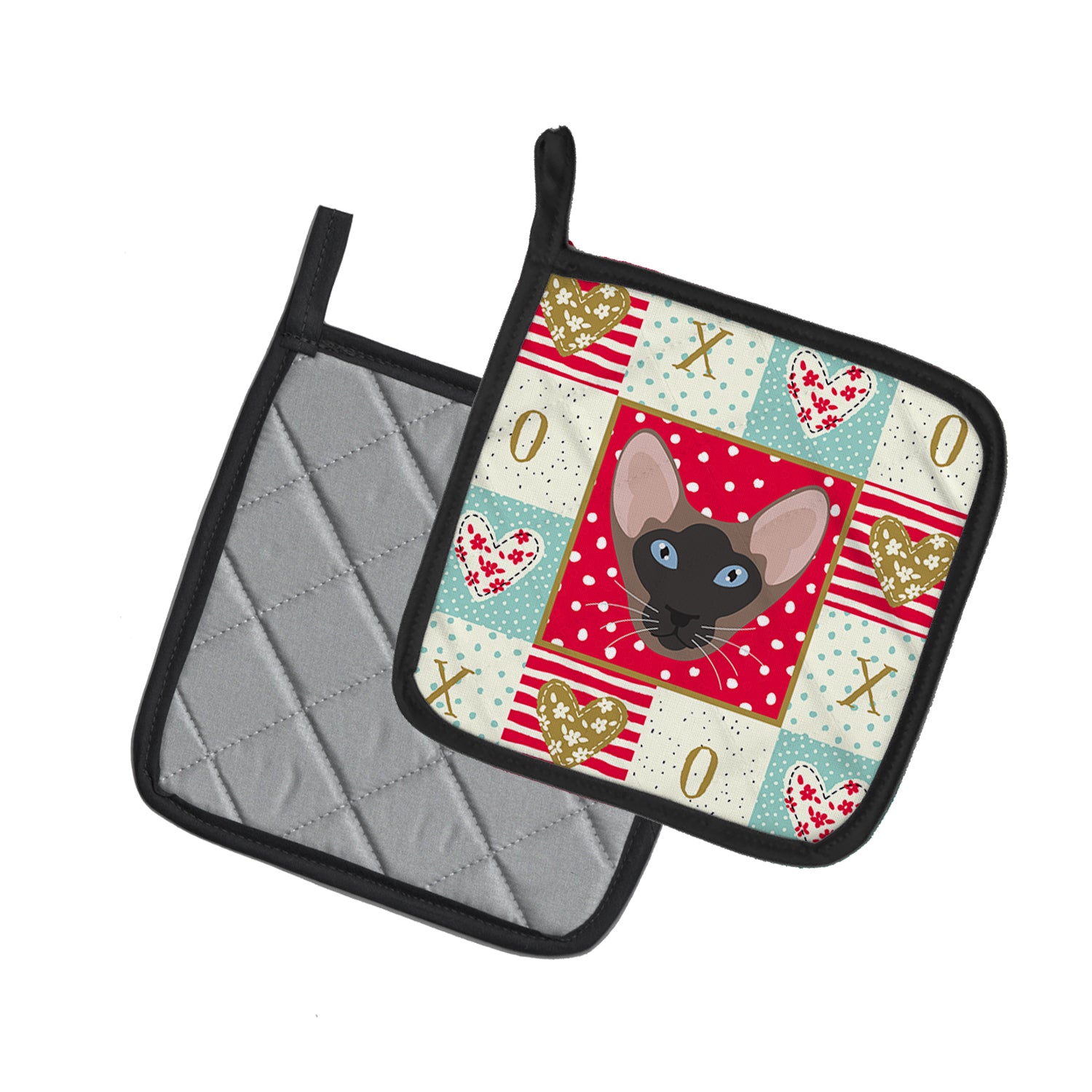 Caroline's Treasures Oriental Bicolor Cat Love Pot Holders - Set of 2 - Heat-Resistant Kitchen Essentials CK5141PTHD