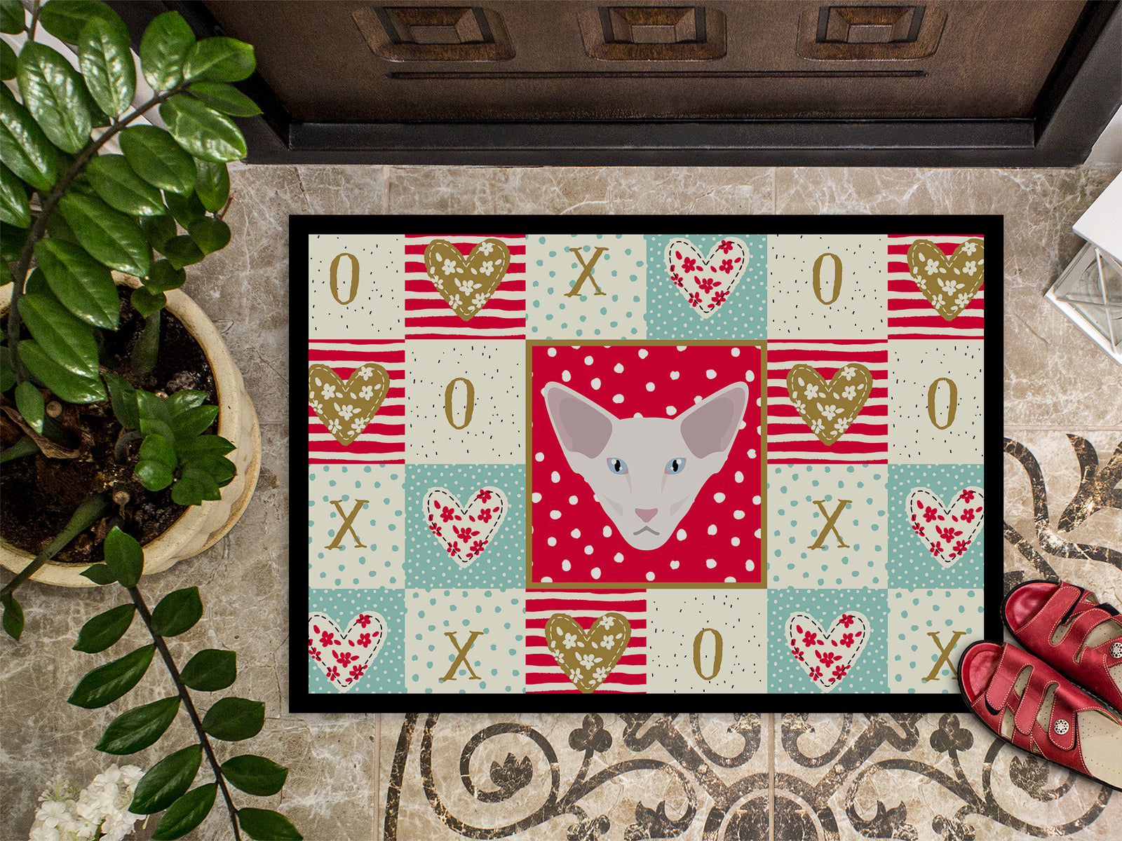 Caroline's Treasures Oriental Longhair Cat Love Doormat - 24x36 Decorative Floor Mat – Indoor/Outdoor Rug with Artistic Flair CK5142JMAT