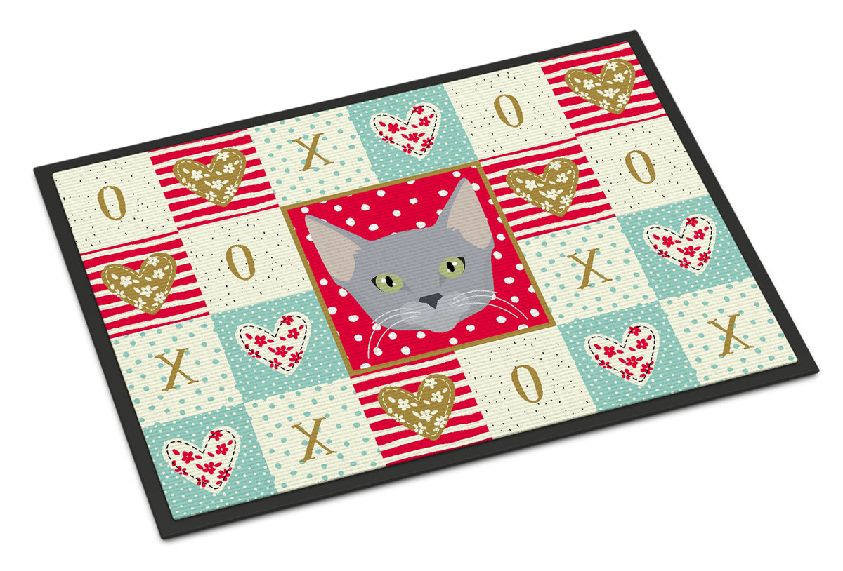 Caroline's Treasures Russian Blue Cat Love Doormat - 24x36 Decorative Floor Mat – Indoor/Outdoor Rug with Artistic Flair CK5154JMAT