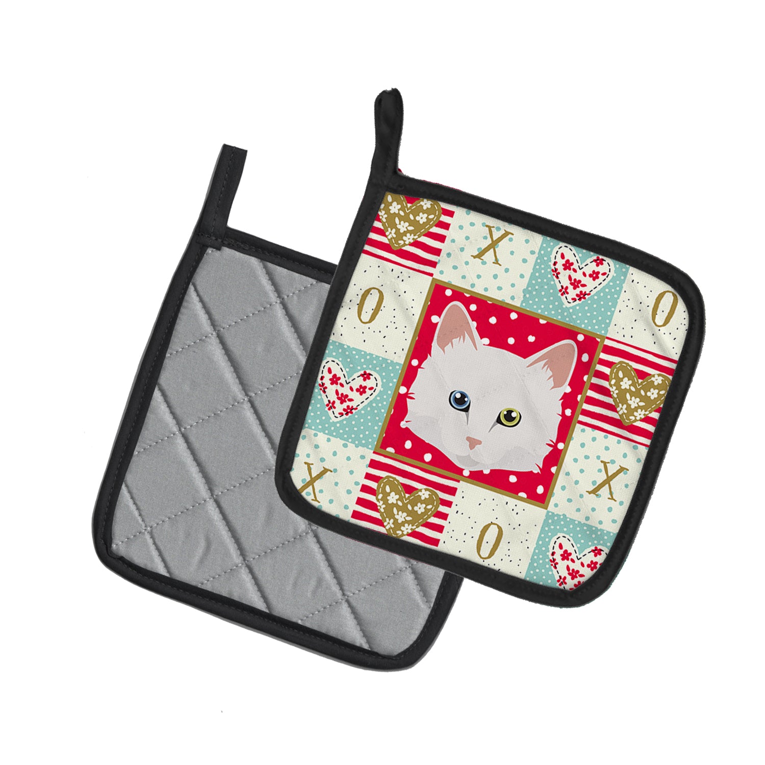 Caroline's Treasures Turkish Angora Cat Love Pot Holders - Set of 2 - Heat-Resistant Kitchen Essentials CK5175PTHD