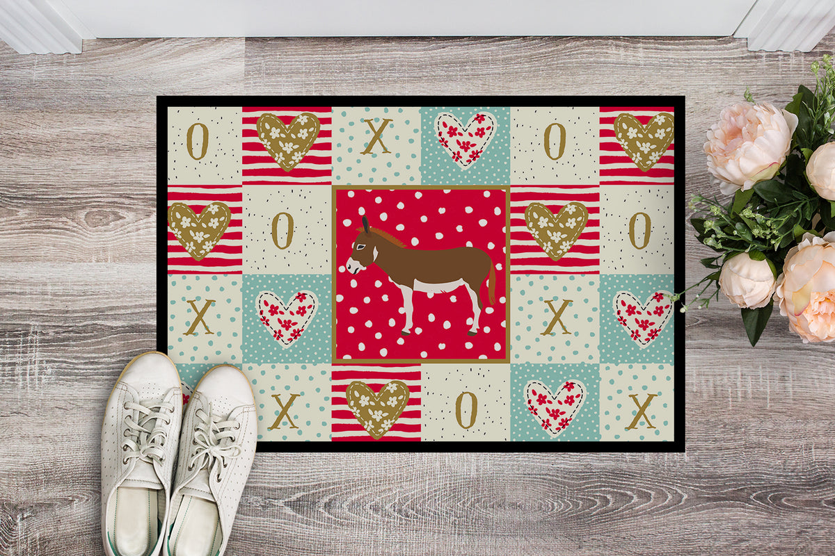 Caroline's Treasures Miniature Mediterranian Donkey Love Doormat - 18x27 Decorative Floor Mat – Indoor/Outdoor Rug with Artistic Flair CK5274MAT