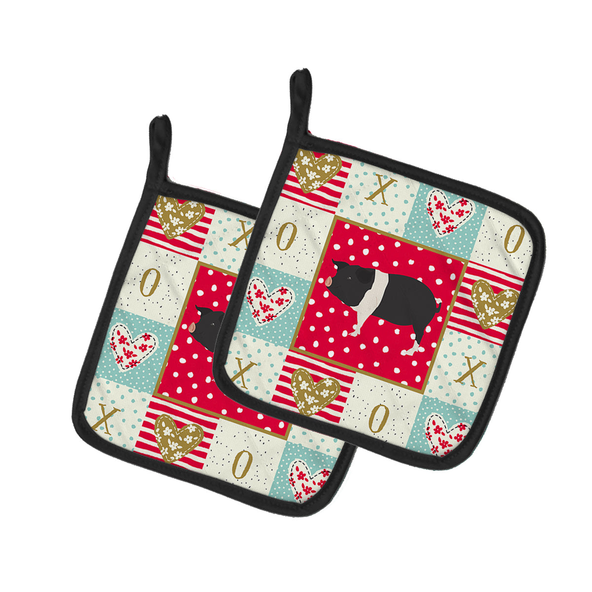 Caroline's Treasures Hampshire Pig Love Pot Holders - Set of 2 - Heat-Resistant Kitchen Essentials CK5366PTHD