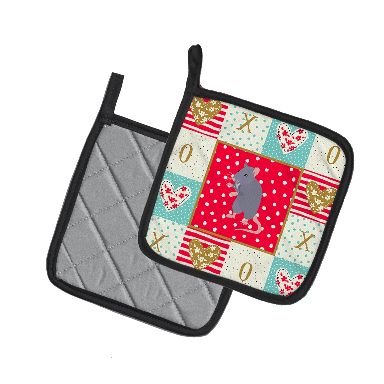 Caroline's Treasures Blue Rat Love Pot Holders - Set of 2 - Heat-Resistant Kitchen Essentials CK5457PTHD