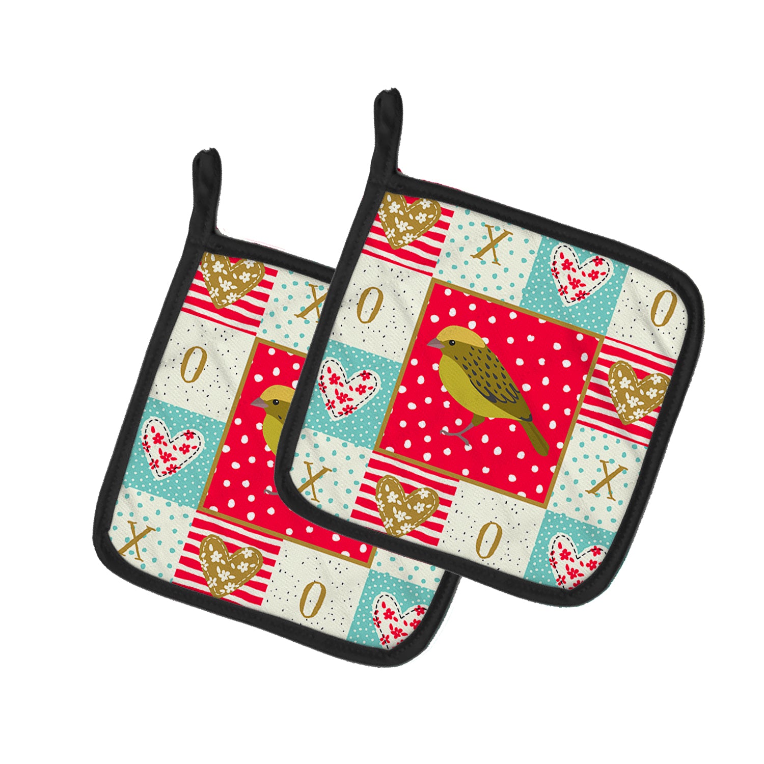 Caroline's Treasures Lizard Canary Love Pot Holders - Set of 2 - Heat-Resistant Kitchen Essentials CK5504PTHD