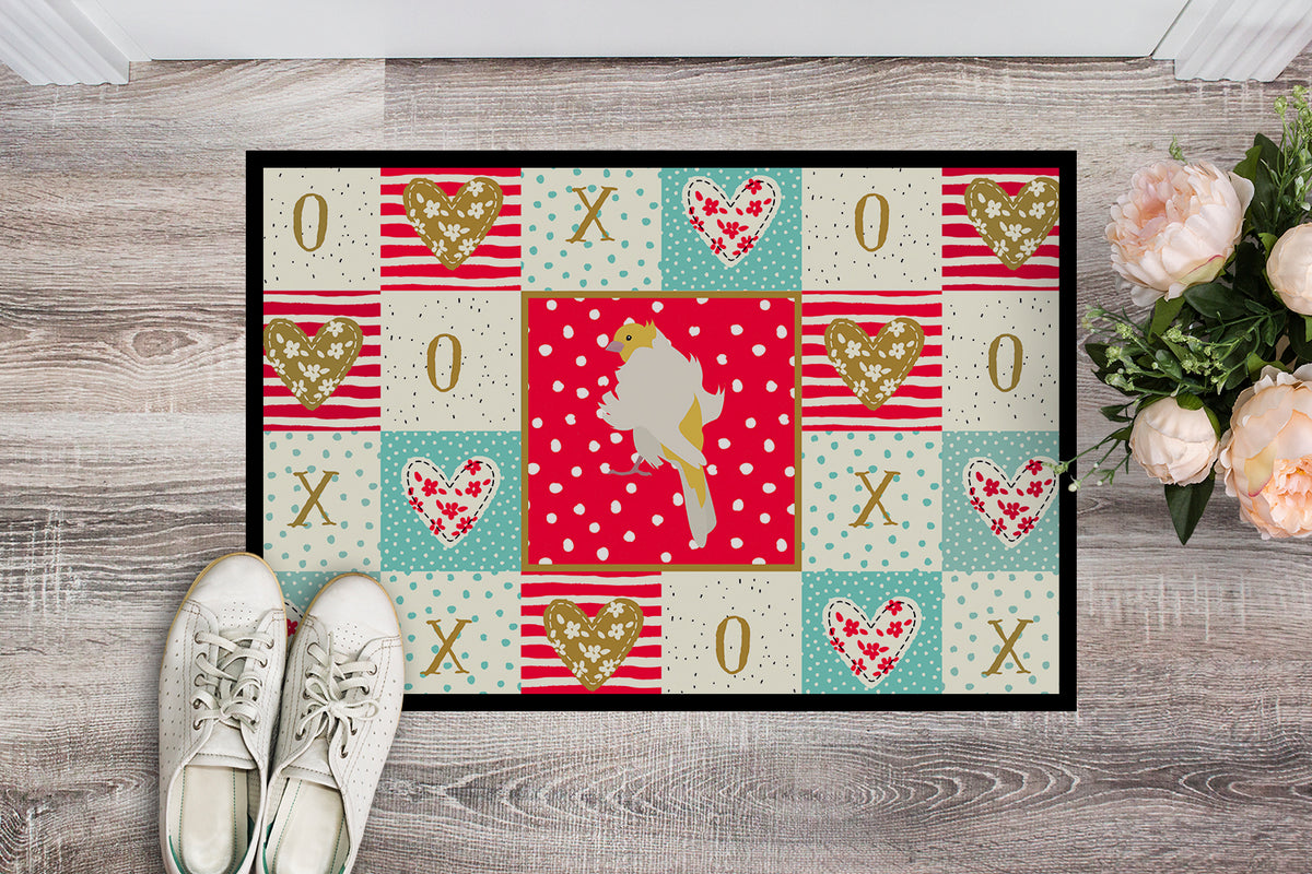 Caroline's Treasures Parisian Trumpeter Canary Love Doormat - 24x36 Decorative Floor Mat – Indoor/Outdoor Rug with Artistic Flair CK5507JMAT