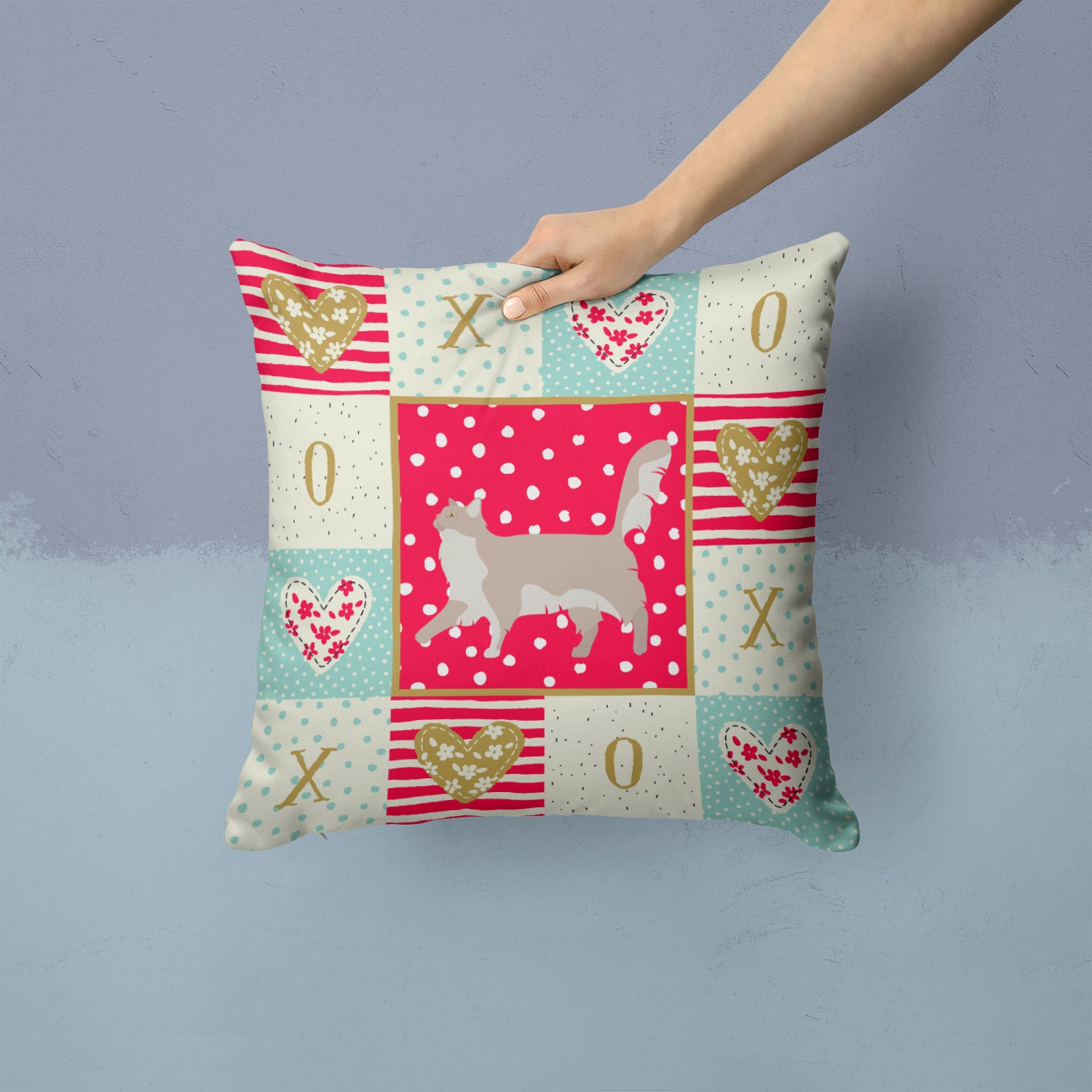 Caroline's Treasures Chantilly Tiffany Cat Love Throw Pillow - 14x14 Decorative Pillow – Art for Your Home & Patio CK5574PW1414