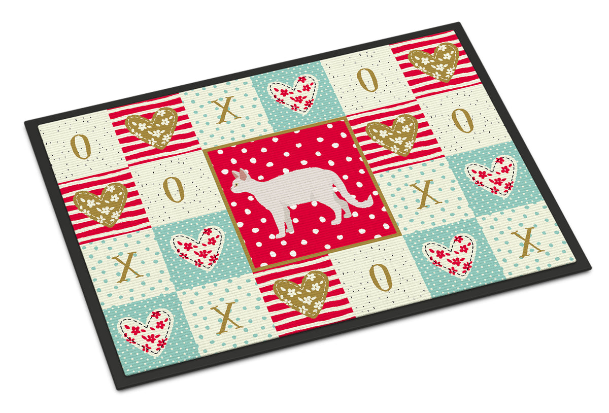 Caroline's Treasures White Devon Rex Cat Love Doormat - 24x36 Decorative Floor Mat – Indoor/Outdoor Rug with Artistic Flair CK5596JMAT
