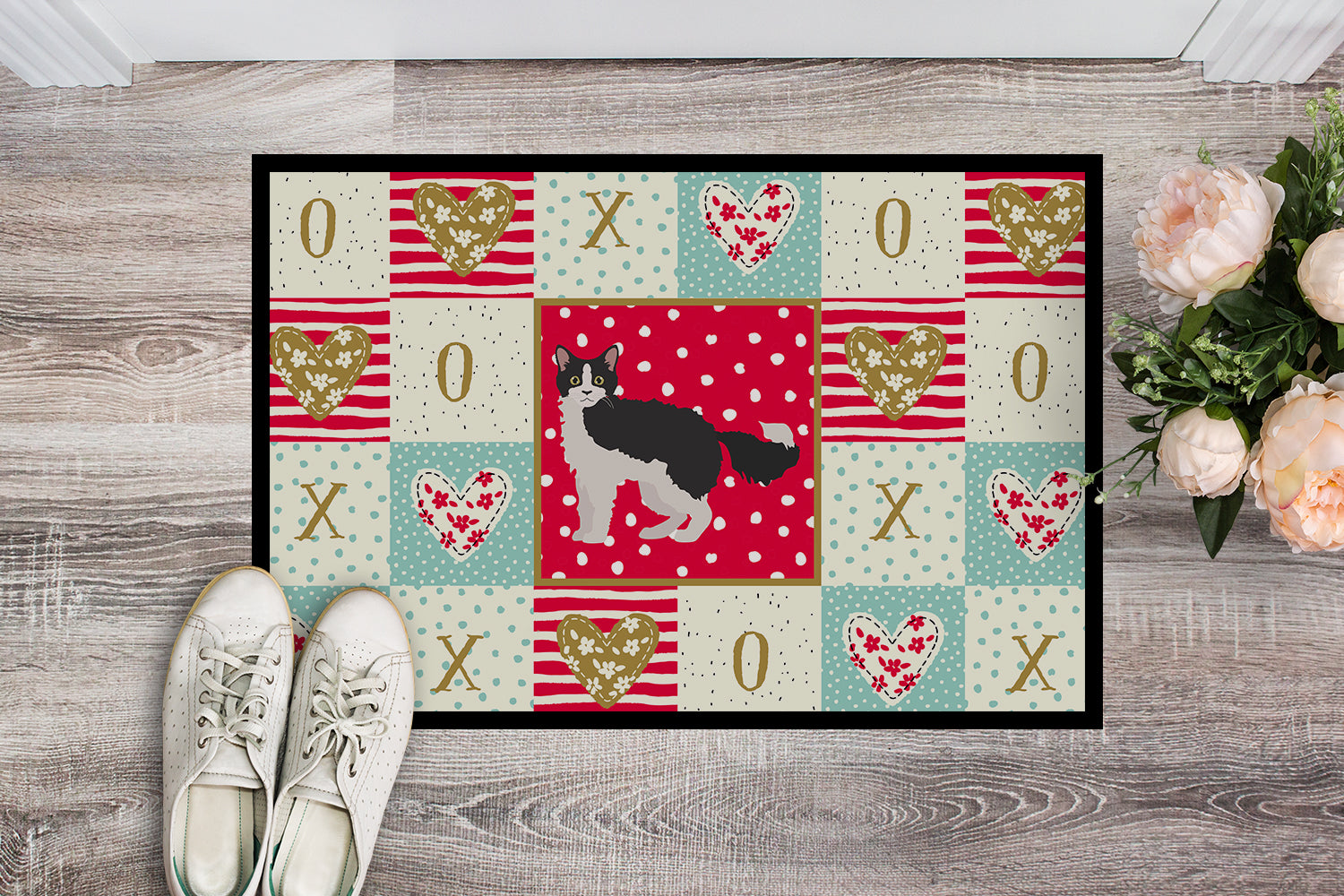 Caroline's Treasures La Perm #1 Cat Love Doormat - 24x36 Decorative Floor Mat – Indoor/Outdoor Rug with Artistic Flair CK5636JMAT