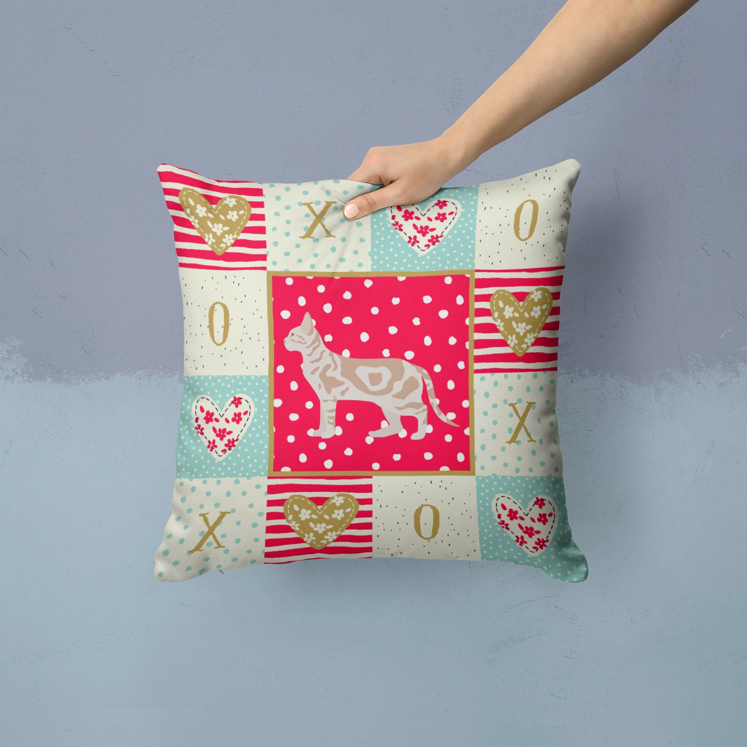 Caroline's Treasures Sokoke #2 Cat Love Throw Pillow - 14x14 Decorative Pillow – Art for Your Home & Patio CK5715PW1414