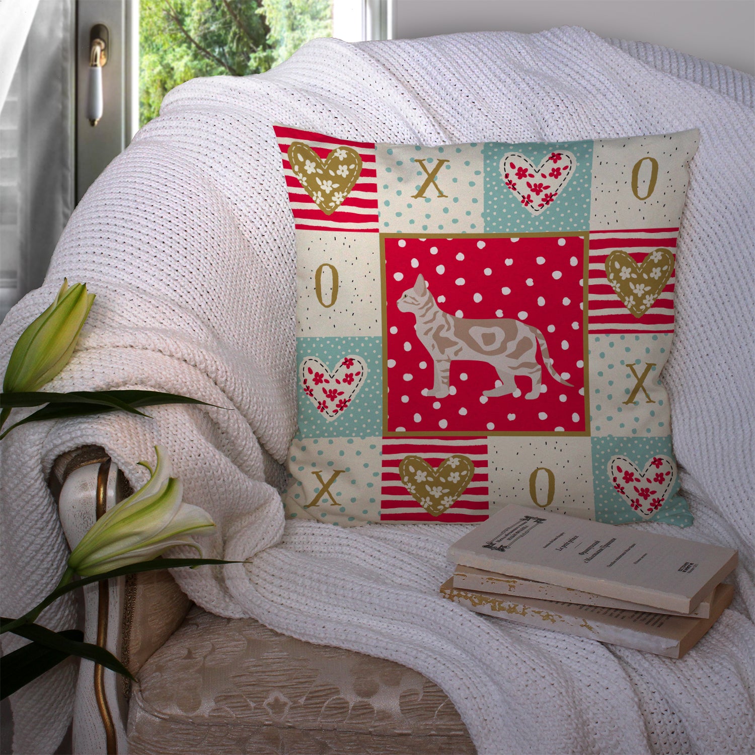 Caroline's Treasures Sokoke #2 Cat Love Throw Pillow - 14x14 Decorative Pillow – Art for Your Home & Patio CK5715PW1414