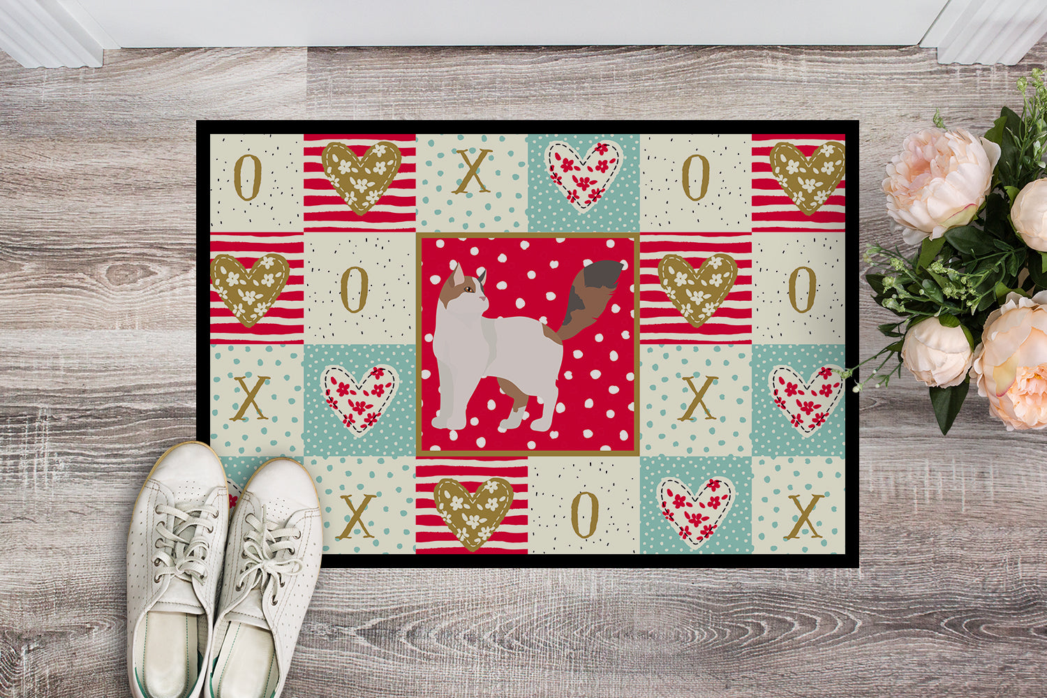 Caroline's Treasures Turkish Van Cat Love Doormat - 24x36 Decorative Floor Mat – Indoor/Outdoor Rug with Artistic Flair CK5727JMAT