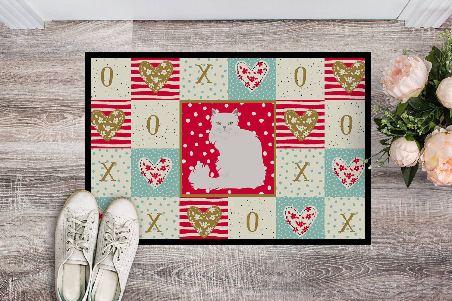 Caroline's Treasures Asian Semi Longhaired Cat Love Doormat - 24x36 Decorative Floor Mat – Indoor/Outdoor Rug with Artistic Flair CK5740JMAT