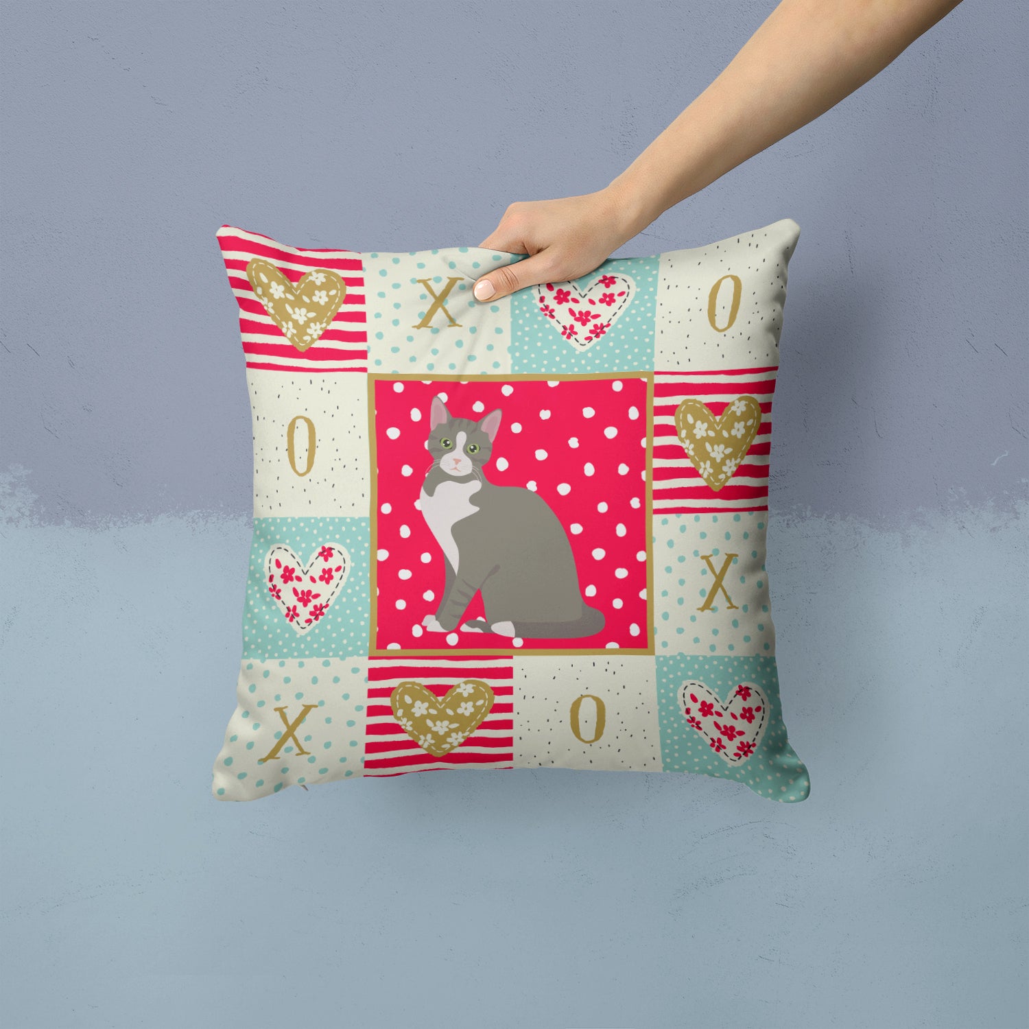 Caroline's Treasures Brazilian Shorthair Cat Love Throw Pillow - 14x14 Decorative Pillow – Art for Your Home & Patio CK5743PW1414