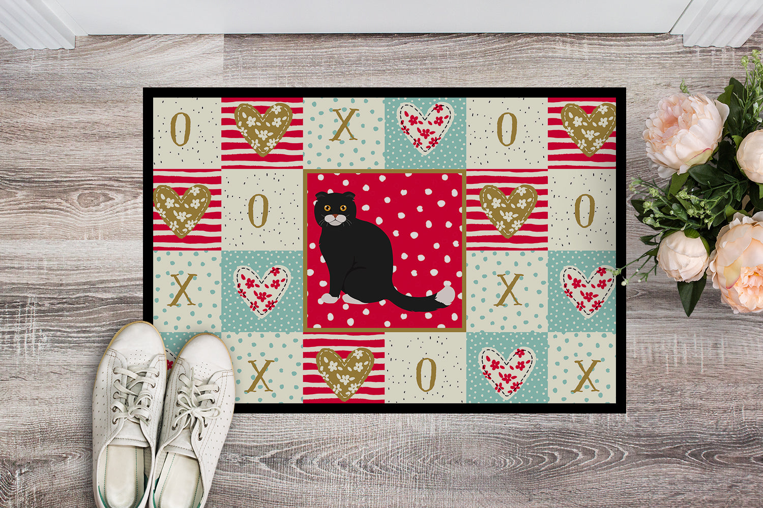 Caroline's Treasures Foldex Exotic Fold #2 Cat Love Doormat - 24x36 Decorative Floor Mat – Indoor/Outdoor Rug with Artistic Flair CK5763JMAT