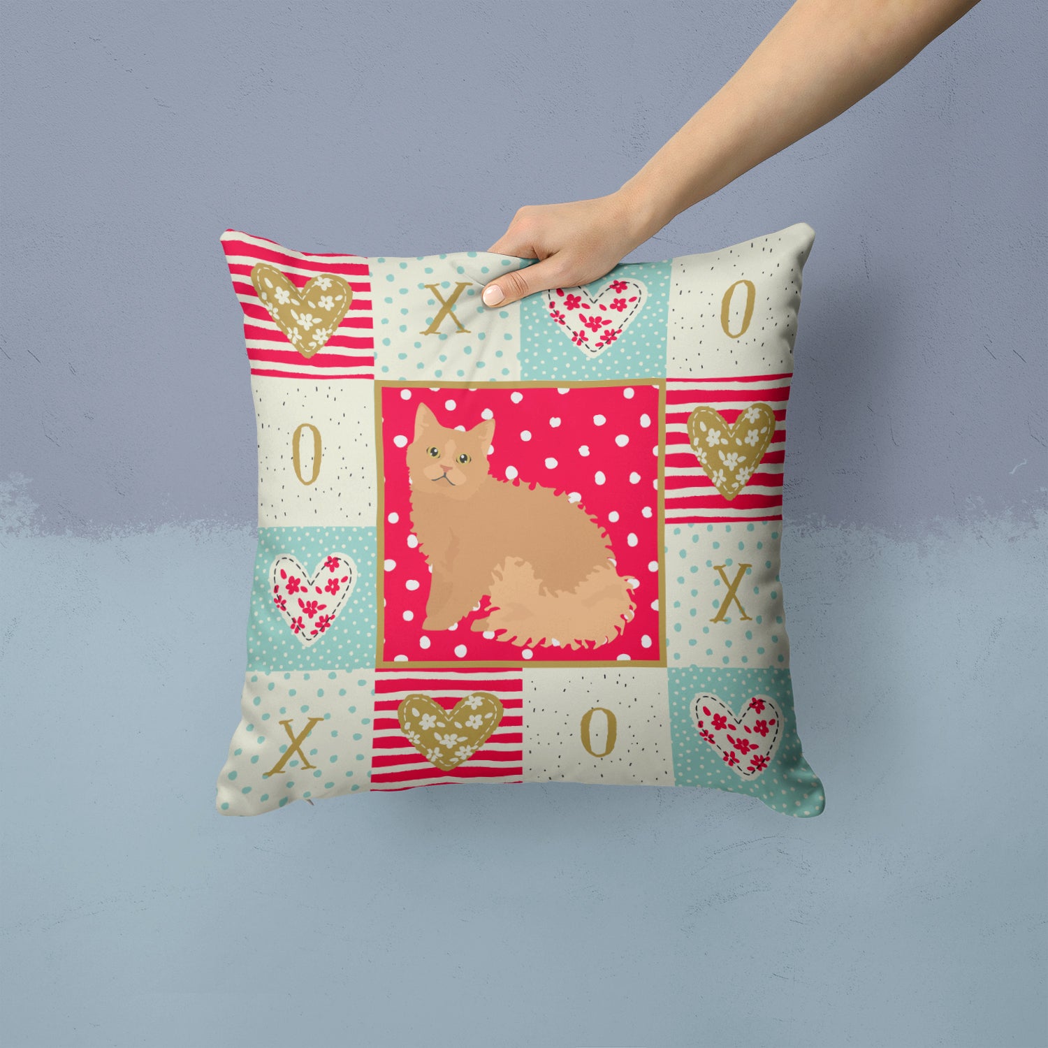 Caroline's Treasures Selkirk Rex Cat Love Throw Pillow - 14x14 Decorative Pillow – Art for Your Home & Patio CK5784PW1414