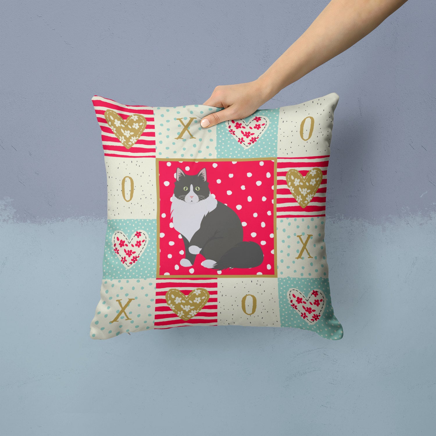 Caroline's Treasures Siberian Forest Cat Love Throw Pillow - 14x14 Decorative Pillow – Art for Your Home & Patio CK5788PW1414