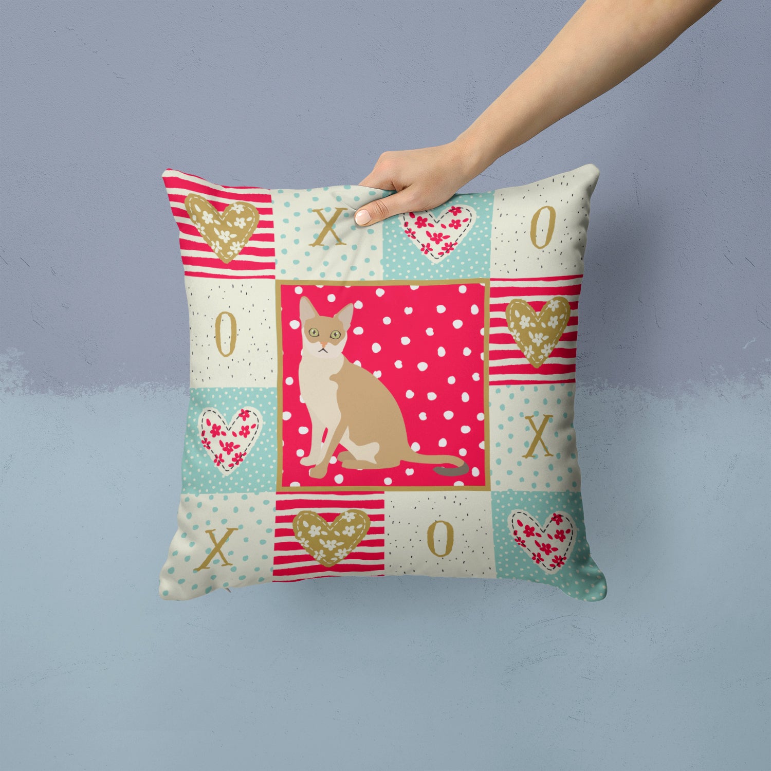 Caroline's Treasures Singapura Cat Love Throw Pillow - 14x14 Decorative Pillow – Art for Your Home & Patio CK5789PW1414