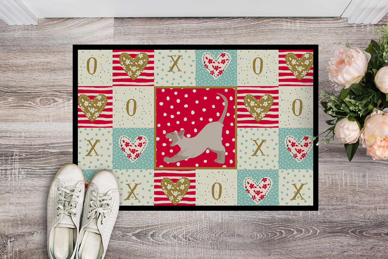 Caroline's Treasures Thai Lilac Cat Love Doormat - 24x36 Decorative Floor Mat – Indoor/Outdoor Rug with Artistic Flair CK5798JMAT