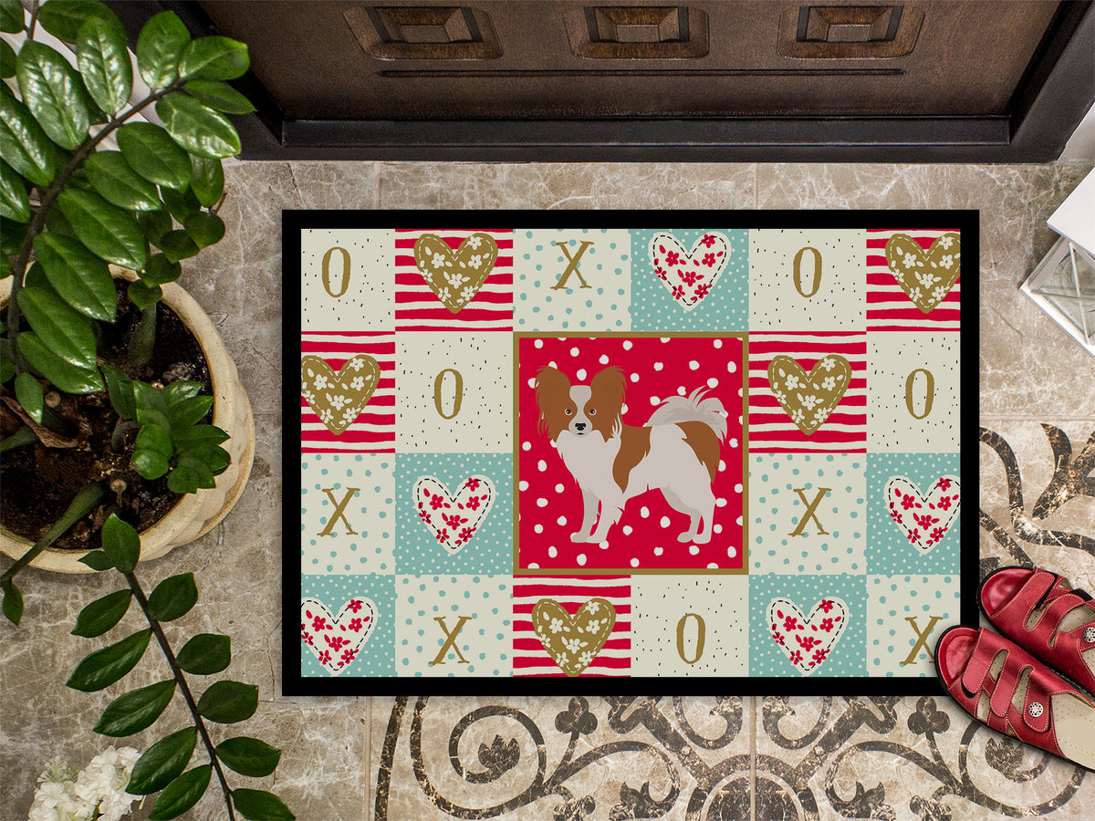 Caroline's Treasures Papillon #1 Love Doormat - 24x36 Decorative Floor Mat – Indoor/Outdoor Rug with Artistic Flair CK5871JMAT