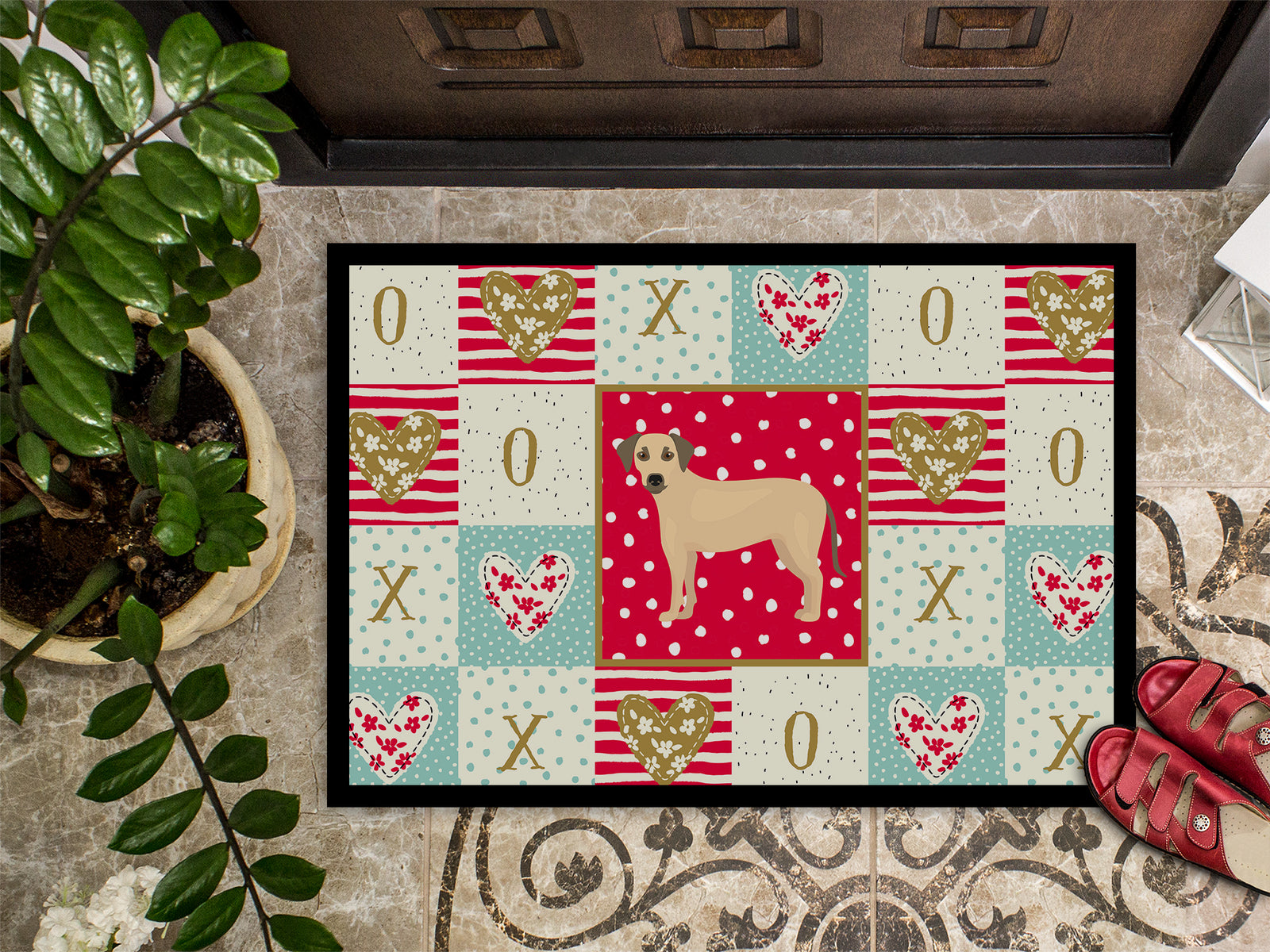 Caroline's Treasures Sato Dog Love Doormat - 24x36 Decorative Floor Mat – Indoor/Outdoor Rug with Artistic Flair CK5891JMAT