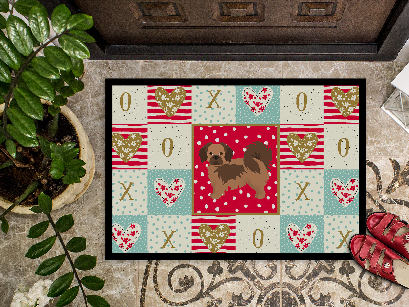 Caroline's Treasures Tibetan Spaniel Love Doormat - 24x36 Decorative Floor Mat – Indoor/Outdoor Rug with Artistic Flair CK5897JMAT