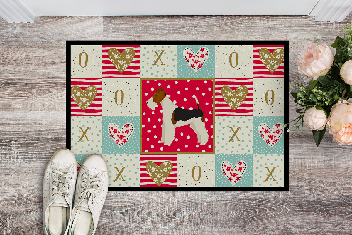 Caroline's Treasures Fox Terrier Love Doormat - 24x36 Decorative Floor Mat – Indoor/Outdoor Rug with Artistic Flair CK5928JMAT