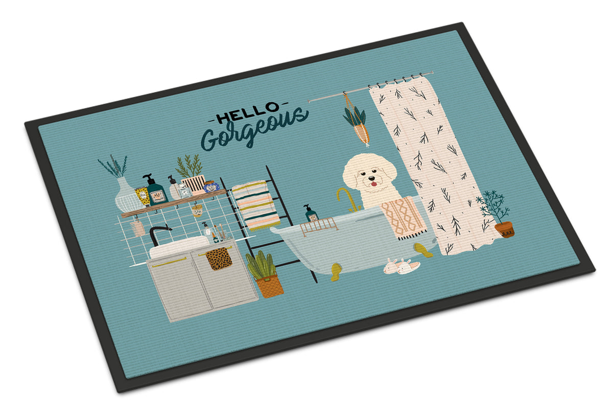 Caroline's Treasures Bichon Frise in Bathtub Doormat - 24x36 Decorative Floor Mat – Indoor/Outdoor Rug with Artistic Flair CK7497JMAT