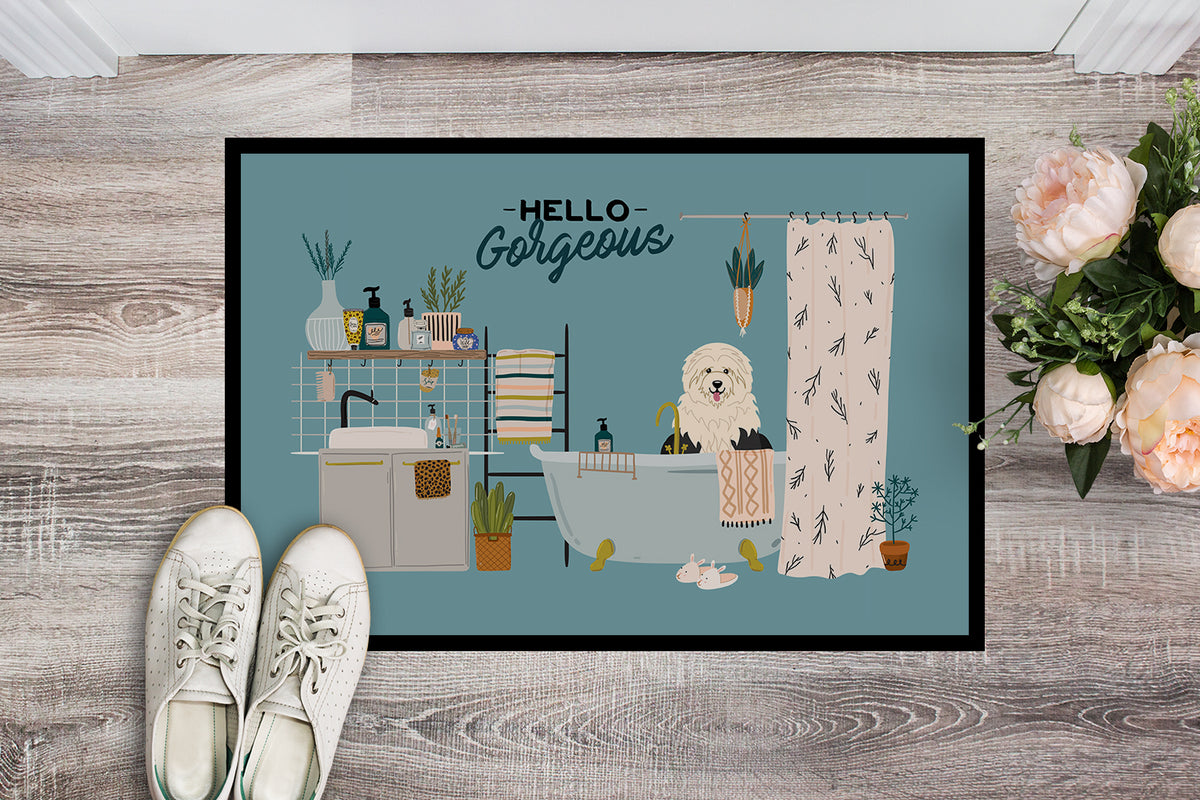 Caroline's Treasures Old English Sheepdog in Bathtub Doormat - 24x36 Decorative Floor Mat – Indoor/Outdoor Rug with Artistic Flair CK7518JMAT