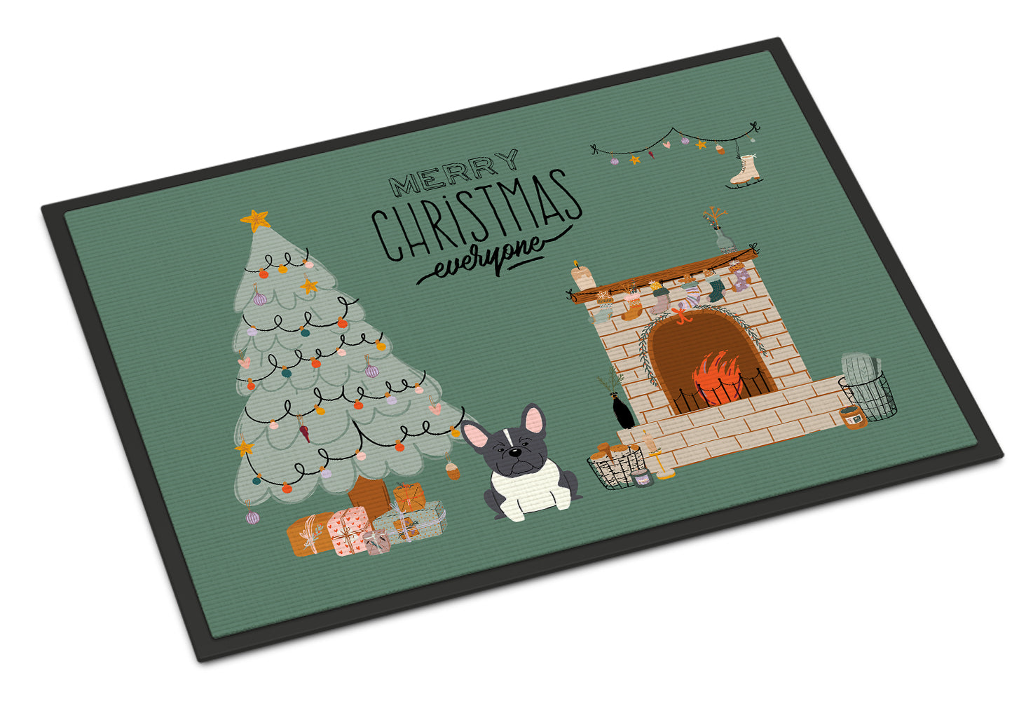 Caroline's Treasures Black White French Bulldog Christmas Everyone Doormat - 24x36 Decorative Floor Mat – Indoor/Outdoor Rug with Artistic Flair CK7575JMAT
