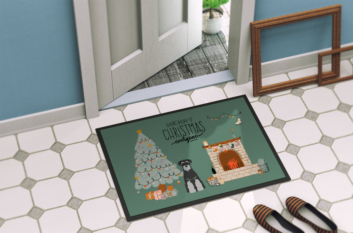 Caroline's Treasures Black Grey Standard Schnauzer Christmas Everyone Doormat - 24x36 Decorative Floor Mat – Indoor/Outdoor Rug with Artistic Flair CK7597JMAT