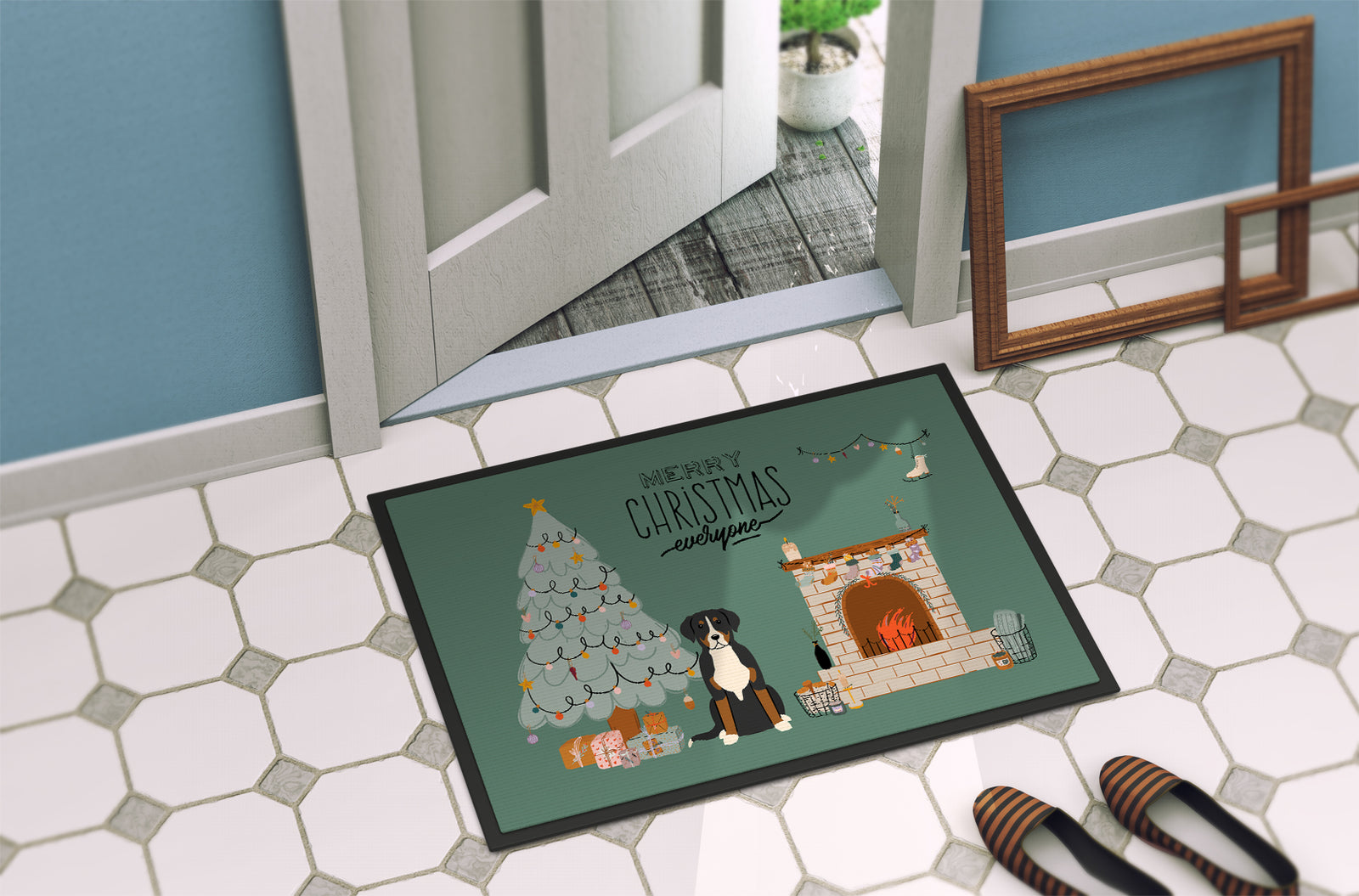 Caroline's Treasures Greater Swiss Mountain Dog Christmas Everyone Doormat - 24x36 Decorative Floor Mat – Indoor/Outdoor Rug with Artistic Flair CK7600JMAT