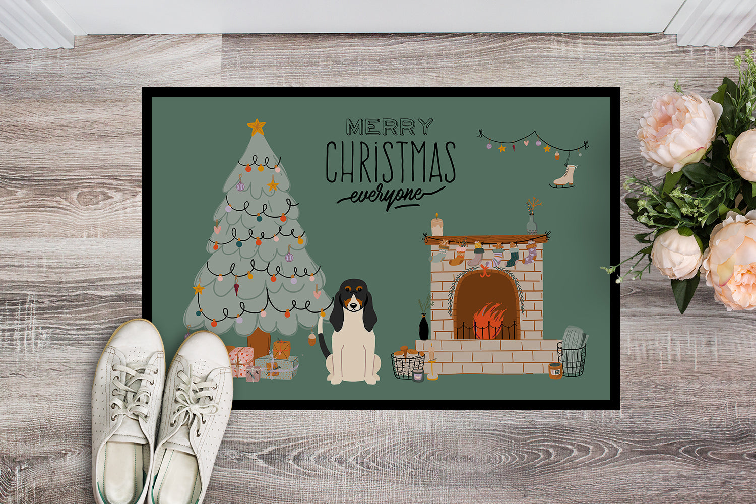 Caroline's Treasures Swiss Hound Christmas Everyone Doormat - 24x36 Decorative Floor Mat – Indoor/Outdoor Rug with Artistic Flair CK7607JMAT