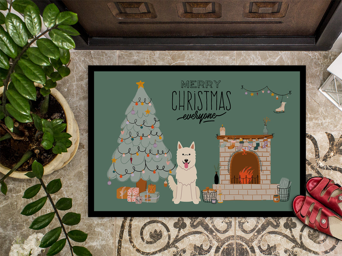 Caroline's Treasures White German Shepherd Christmas Everyone Doormat - 24x36 Decorative Floor Mat – Indoor/Outdoor Rug with Artistic Flair CK7608JMAT