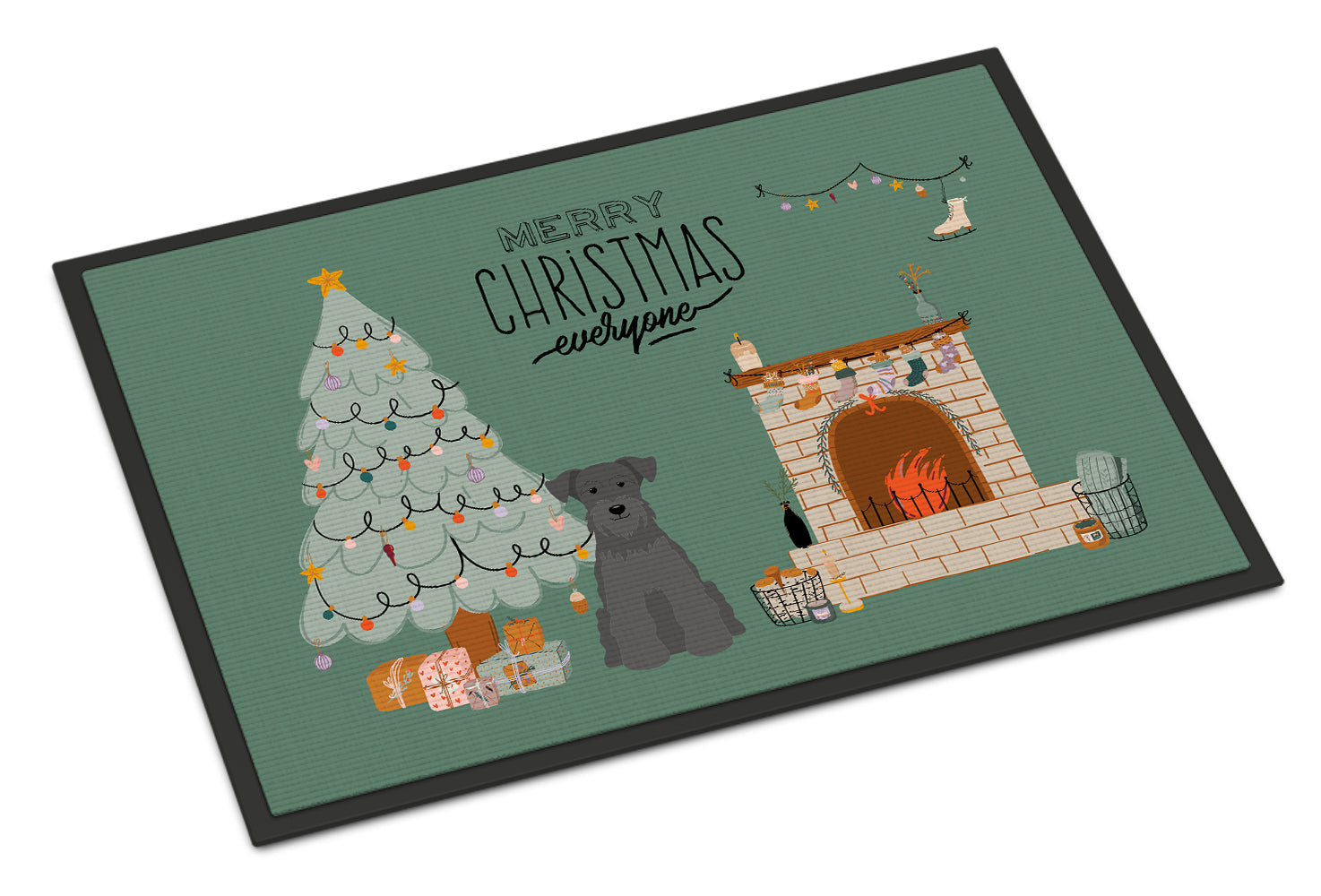 Caroline's Treasures Black Miniature Schnauzer Christmas Everyone Doormat - 24x36 Decorative Floor Mat – Indoor/Outdoor Rug with Artistic Flair CK7614JMAT