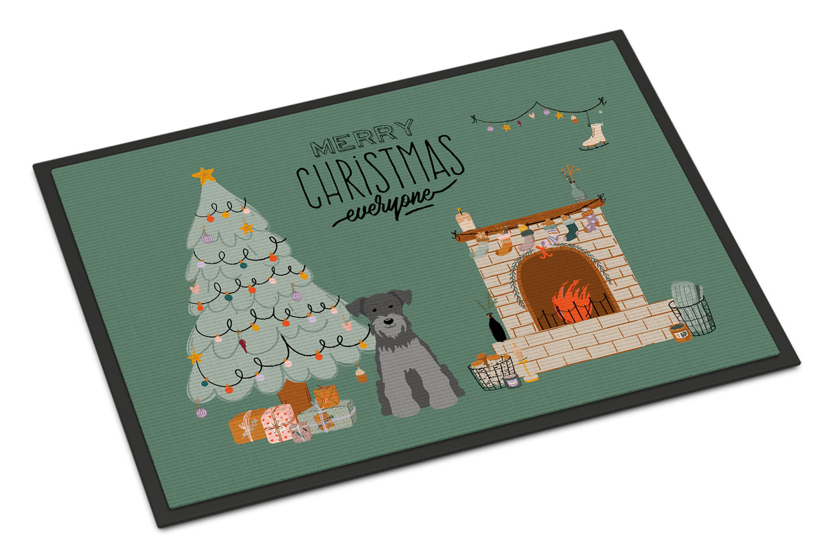 Caroline's Treasures Black Silver Miniature Schnauzer Christmas Everyone Doormat - 24x36 Decorative Floor Mat – Indoor/Outdoor Rug with Artistic Flair CK7615JMAT